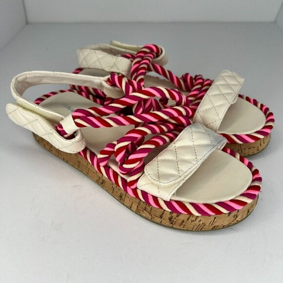 Public Desire Womens Miami Multicolor Rope Flatform Size 6 Lace Up Sandals - Picture 2 of 9